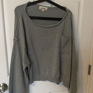 Listicle Oversized Women's Safe Green Crew Neck Sweater